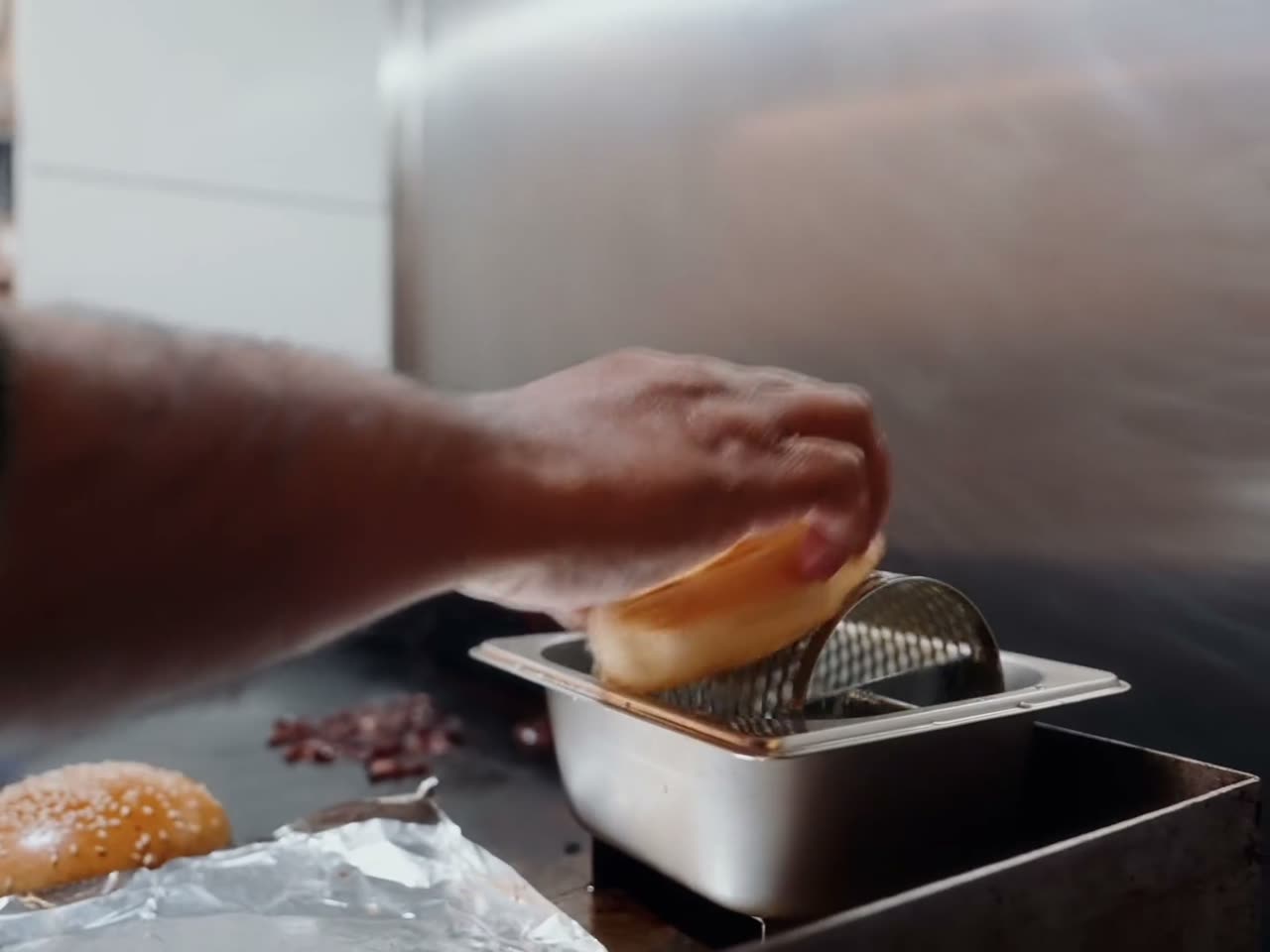 The bun on the grill