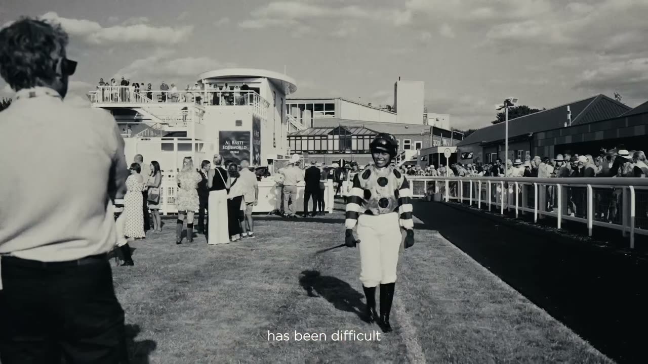 The racecourse, in black and white