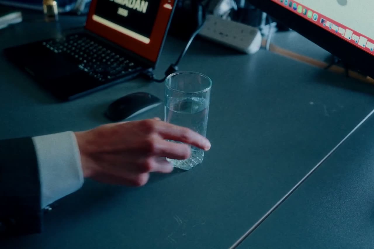 The glass of water, untouched